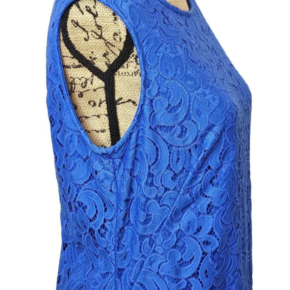 BLACK LABEL EVAN PICONE Women's Cutout Lace Shift Dress Boat Neck Size 12 Blue - Picture 7 of 13